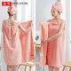 KING SHORE pure cotton bath towel can be worn and wrapped for women's bath towel absorb water and cannot shed hair quickly dry bath skirt wrapping towel TS689 cat orange bath skirt + shower cap 130x80cm