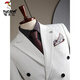 Woodpecker (TUCANO) double-breasted striped suit men's suit casual groom wedding dress business slim suit suit men 6831 black stripes (suit + trousers) 52/XL (125-135Jin Jin equals 0.5 kg)