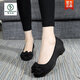 Woodpecker Old Beijing cloth shoes for women's soft sole middle-aged heel breathable mother's shoes flat sole comfortable work shoes black 37