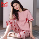 猫人（MiiOW）纯·棉睡衣女2024年新款夏季短袖七分裤薄款休闲外穿家居服套装 七分：AD683 女M