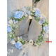 VAN CRUDE ANNORA garland headdress forest style handmade flowers fairy bridal headdress simulated blue garland photo studio travel shooting location bridesmaid green leaf pointed garland