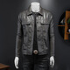 Haining Arena Men's Leather Jacket 2024 Autumn Men's Long Sleeve Lapel Motorcycle Handsome Jacket Slim Fashionable Men Dongguan Black M