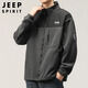 JEEP SPIRIT Jeep Jacket Men's Autumn and Winter Sweater Men's Men's Polar Fleece Casual Cardigan Fleece Clothes Dark Gray XL