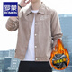 
ROMON 2025 new men's lapel jacket retro jacket thin shirt suede spring and autumn gown youth clothes [Autumn style] K12806 black [Quality guarantee] M
