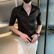 Jasons Camisa blanca hombres de manga corta Summer Seda de seda de seda delgada y hermosa camisa de estilo británico Hombres de moda