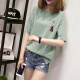 JOYOFJOY2020 summer large size embroidered short-sleeved t-shirt women's loose Korean version versatile top women's trendy JWTD191261 green L