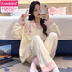 Pajamas modal pour les femmes en automne à manches longues Cardigan à manches longues Suit pour les femmes d'automne 2024 Nouveau dessin animé Spring Automne Hiver Home Clothing 3882 2xl [135-160jin [Jin est égal à 0,5 kg]]]