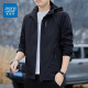 真维斯（Jeanswest）休闲夹克男春秋季新款2025冲锋衣时尚连帽夹克简约百搭外套男 6628黑色【春秋季】 M
