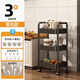 Selected cart storage rack floor-standing multi-layer storage rack dormitory mobile snack rack kitchen rack iron wheeled storage rack thickened carbon steel three-layer black with pulleys