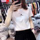 
Pierre cardin 2025 new design niche shoulder short T-shirt for women summer pure short sleeve loose white cotton top KE693 white M