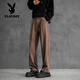 Playboy (PLAYBOY) pure cotton trousers for boys, straight, loose and drapey, spring and autumn casual trousers, American high-waisted suit trousers, dark gray S