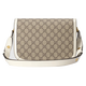 Gucci (GUCCI) women's bag horse buckle shoulder bag 1955 series small crossbody bag double G pattern canvas leather postman bag 92TCG 9761 white leather piping pre-sale