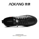 Aokang Men's Shoes Winter 2025 New Men's Business Casual Shoes Soft Sole Lightweight Winter Black Sneakers Lazy One-Piece Black Single Layer 40