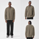 BODYDREAM BM new Henry collar sweatshirt men's autumn casual pullover loose shoulder sports top dark khaki S
