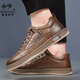 Henipolo sports shoes for men new style cowhide leather men's trendy sneakers for men all-match business casual shoes non-slip low-top men's shoes brown 43 (265mm) leather shoe size