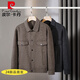 Pierre Cardin autumn and winter pure wool casual coat men's double-sided woolen coat men's woolen coat short jacket woolen coat men's official flagship store black gray XL 52 recommended weight 130-150Jin Jin equals 0.5 kg