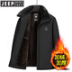 JEEP SPIRIT Dad's Jacket Middle-aged and Elderly Cotton Clothes Men's Autumn and Winter Plus Velvet Thickened Cotton Clothes 2025 New Grandpa Warm Cotton Jacket Navy 185