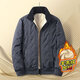 Autumn and winter thickened velvet warm sherpa cotton coat men's jacket loose large size cotton coat black 2XL