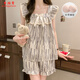 Xiangyaxin mit Brustpads Pyjamas für Frauen im Sommertag Student Hosentort Shorts süß und niedlich farbige Mädchen Dünne Heimkleidung Set 9906 Schwarzer Plaid L 95-115jin [Jin ist 0,5 kg]