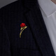BJYL red rose brooch men's high-end suit corsage men's design niche high-end cool style brooch accessories high-end red rose brooch