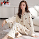 Yalu Pyjamas für Frauen im Herbst und Winter reiner Baumwollwäsche langärmelige Strickjacke Frühlings- und Herbst-Cartoon-Bär Neiger Damen-Baumwoll-Kleidungsstück 9221 l (100-120jin [Jin gleich 0,5 kg])