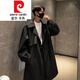 Pierre Cardin Khaki Windbreaker Herbst Herbst mit mittlerem Langen-Stil hübscher Casual Coat fühlt sich trendy britischer Style-Clip. Schwarz l