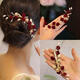 Qimei Lianxi's mother-in-law's updo hairpin hairpin wedding banquet mother's red festive hairpin hairpin fringe edge clip on the back of the head a red rose hairpin