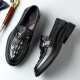 Cartelo Men's Business Casual Shoes de cuero con un pie transpirable Softhide Crocodile Patrón de cocodrilo Zapatos de cuero Hombres 9896 Negro 38