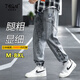 Number one youth jeans men spring and summer retro loose work pants trendy large size men's casual pants men gray XL