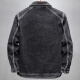 Chaqueta de mezclilla de pájaros carpinteros para hombres en primavera y otoño American High Street Diseño de chaqueta suelta y hermosa decoración de bolsillo versátil TBK-2679-2 Negro 5xl