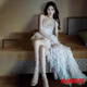 Xuan Tuya's banquet-feel evening dress is super fairy, high-end, light luxury, niche host, elegant lady going out, welcome gauze long dress, white M
