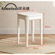 Aimeisui dining chair home modern minimalist living room and restaurant stackable stool solid wood light luxury round stool dressing table square chair solid wood stool surface white