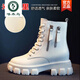 Woodpecker Martin boots women's shoes 2025 new Korean style plus velvet autumn and winter large size cotton shoes women's boots increased high-calf boots ins off-white/plush 37