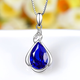 Kuang Yi water drop pear-shaped sapphire pendant for women 925 sterling silver plated 18K gold tanzanite royal blue sapphire clavicle necklace single pendant (without chain)