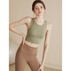 LULU CENTURY yoga vest with chest pads for women shock-proof sports bra for women running quick-drying breathable Pilates fitness top for women green M