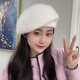 Woodpecker wool knitted beret women's autumn and winter Japanese style simple cloud painter hat big head circumference showing face small woolen hat E-423CH khaki mohair knitted beret 55-58CM