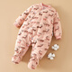 Mianguduo infant and toddler foot-covered jumpsuit, pure cotton handmade cotton clothing, newborn romper, winter thickened baby foot-covered jumpsuit, lion leaf 80cm (suitable for 10-14 months)