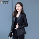 Woodpecker (TUCANO) 2025 new spring and autumn imitation leather jacket for women, short Korean version, slim fit, cotton, large size leather jacket, stylish small coat 2022910-black-thin section 2XL recommended 110-120Jin Jin equals 0.5 kg