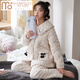 Modal tall coral velvet cotton pajamas for women in winter three-layer thickened velvet home clothes flannel warm set MFB12244 women L