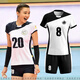 Aiqisen Volleyball Uniform Set Frauen für individuelles Wettbewerbstrainingsteam Uniform mit schnellen, atmungsaktiven Volleyball Sport Männer Training Anzug Axe-831 Frauen Red XL