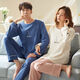 Langsha (langsha) 2 sets of couple pajamas autumn cotton long-sleeved ins dormitory wear one man and one woman spring and autumn home clothing set GXT9913- Loose and comfortable XL [two sets price] Women M+ men