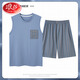 Langsha Pyjamas Herren Sommermodal Weste ärmellose Shorts Herrenhaus Kleidung Sommer dünne Eisseide DGG-AM-1227 L