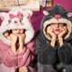 Gukoo Pajamas Couple Pajamas Women's Autumn and Winter Mary Cat Coral Velvet Bathrobe Men's Home Clothing Rusif Men's XL