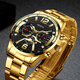 Popular men's fashion calendar watch men's Korean watch stainless steel quartz watch gold