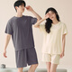 Cotton Thirteen [Ice Silk Cool Feel] Men's and Women's Pajamas Couple Style Summer Thin Short-Sleeved Shorts Can Be Weared Outside Home Set