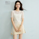 
Late white 2025 summer simple temperament cotton blouse short sleeve hollow print design sense irregular hem T-shirt for women off-white M