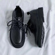 Qisiman Chaussures masculines 2025 Nouveau été des chaussures en cuir décontractées noir décontractées pour hommes Portez formel à la tête