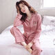 
Pure cotton pajamas women's long-sleeved spring and autumn suit summer cardigan large size middle-aged home clothing 842 XL suitable for 120-140Jin [Jin equals 0.5 kg]