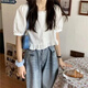 Suyoumi Summer New 2024 Camisa de manga corta de rufa Cúrcica de manga corta y cúrcuma de manga de hojaldre y manga dulce 701 M 95-105Jin [Jin equivale a 0,5 kg]
