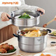 Jiuyang steamer 304 stainless steel three-layer compound bottom household steamed fish and raised lid steamer steamer steamer induction cooker gas stove high arch lid large capacity丨ZGH2802 3 layers 28cm